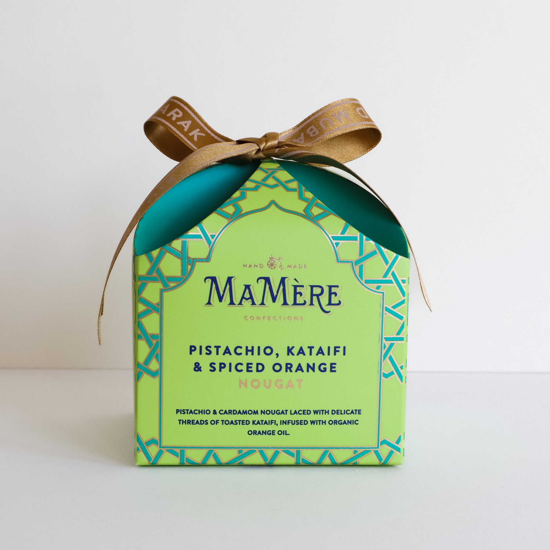 Pistachio, Kataifi & Spiced Orange Nougat gift box (EID RIBBON)
