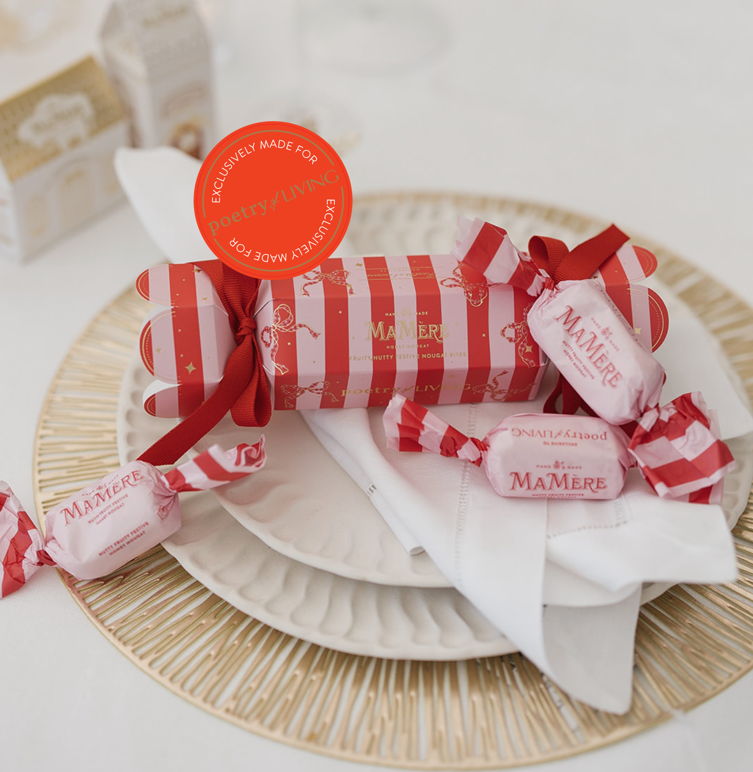 Red & Pink Cracker with Festive nougat - POETRY EXCLUSIVE