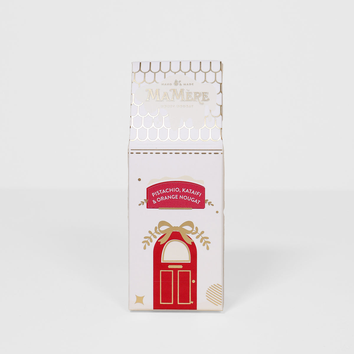 Mini Festive house Red & Gold  - Pistachio, kataifi & Orange Nougat